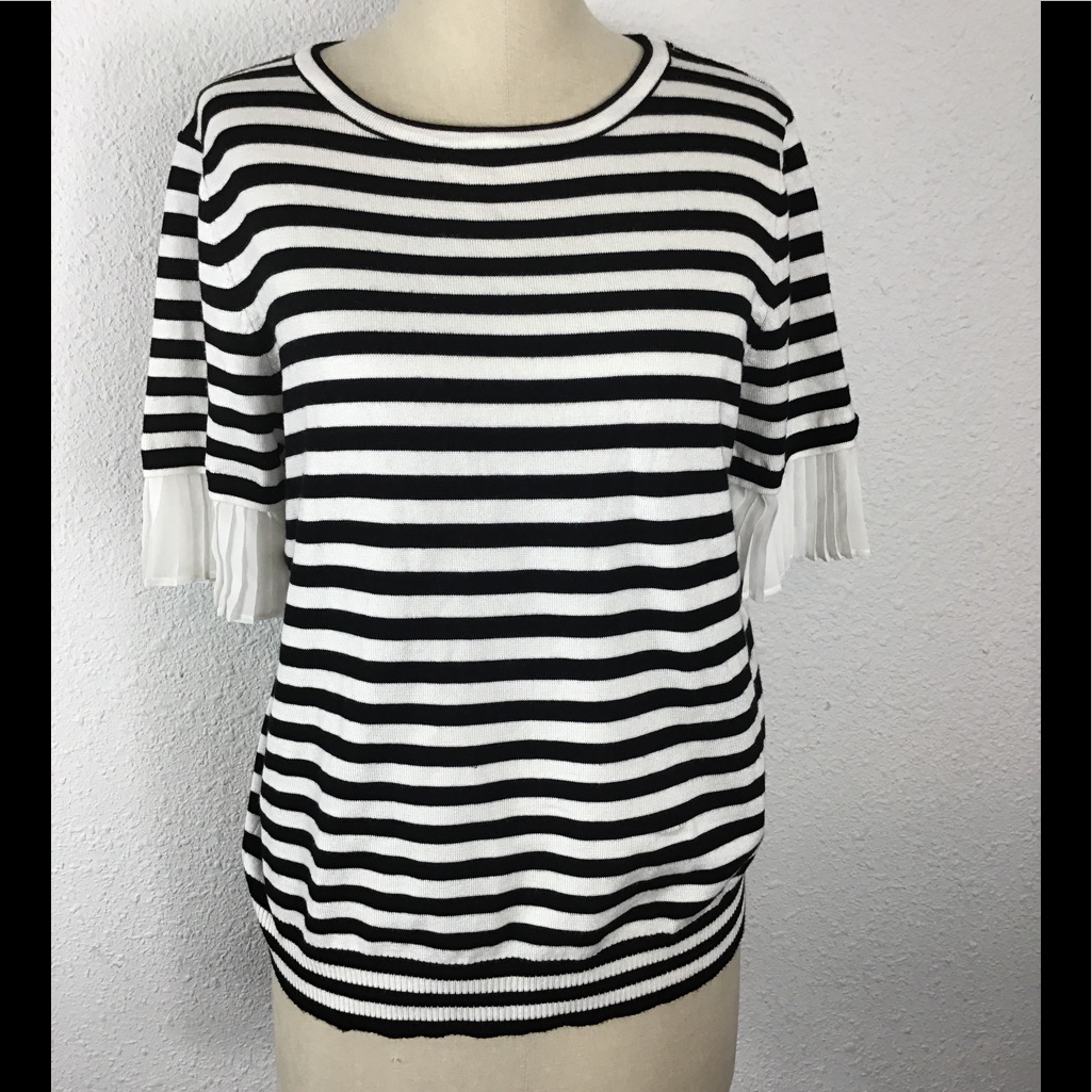 Vila Milano Blue/White Striped Blouse Size Large